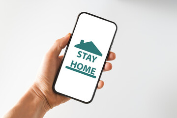 Stay at home.
Quarantine and warning, caution, outbreak warning notification on mobile and smart watch devices. Stay home to stop the spread of the coronavirus COVID-19. Global pandemic Covid -19