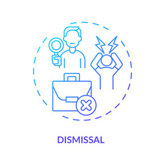 Dismissal concept icon. Firing from job idea thin line illustration. Stop moving. Job transition reason. Dismissed from position. Vector isolated outline RGB color drawing