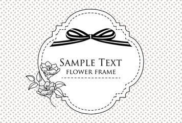 手描きの花と線画のフレームのベクターイラスト