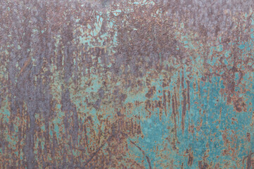 The surface of the old iron has rusted and peeled off. Rust stains on galvanized sheets. Abstract background for decorative and work design.