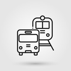 Public transport icon. Train and bus design illustration for city transportation concept.