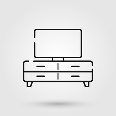 TV table icon. Television set symbol.