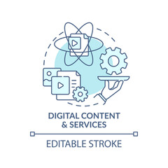 Digital content and service turquoise concept icon. Online communication. Internet connection. Digital inclusion idea thin line illustration. Vector isolated outline RGB color drawing. Editable stroke