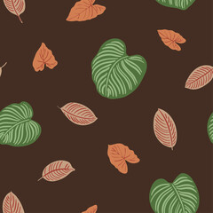 Tropics leaves seampless pattern vector modern. Color beige green, trend