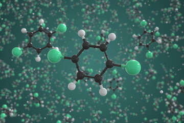 P-dichlorobenzene molecule made with balls, conceptual molecular model. Chemical 3d rendering