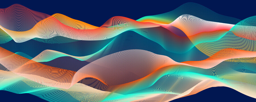 Abstract modern backgound. Waves line wallpaper. Vector color mountains 