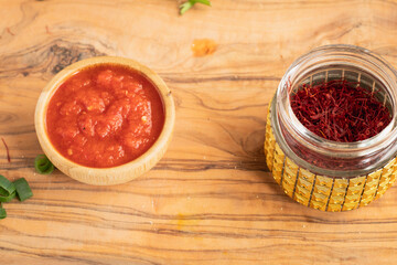 Spicy chili hot sauce Indian and surinamese food