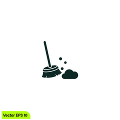 broom icon vector logo template
