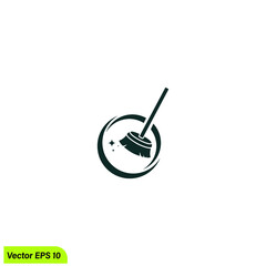 broom icon vector logo template