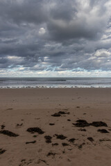Laredo beach in northern Spain without people with blue sea