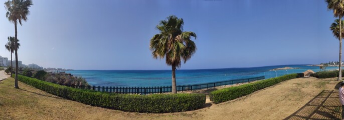 Obraz premium panorama of fig tree bay on a sunny day. Protaras. Cyprus. April 2021