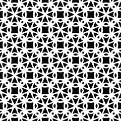  Geometric vector pattern with triangular elements. Seamless abstract ornament for wallpapers and backgrounds. Black and white colors.