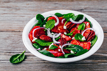 Citrus Spinach Salad with pecan and goat cheese or feta