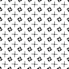  Geometric vector pattern with triangular elements. Seamless abstract ornament for wallpapers and backgrounds. Black and white colors.