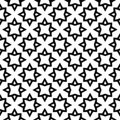  Geometric vector pattern with triangular elements. Seamless abstract ornament for wallpapers and backgrounds. Black and white colors.
