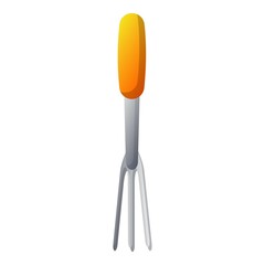 Garden hand fork icon, cartoon style