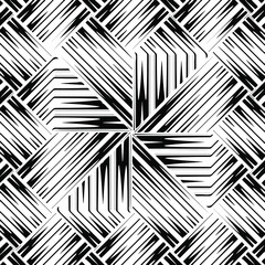  Geometric vector pattern with triangular elements. Seamless abstract ornament for wallpapers and backgrounds. Black and white colors.
