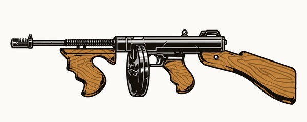 Thompson submachine gun colorful concept