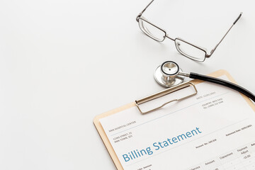 Accounting medical billing statement with calculator