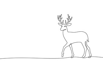 Deer one line vector illustration. 