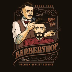 Barbershop vintage colorful label