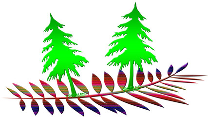 Christmas tree with multicolor leaf with transparent background