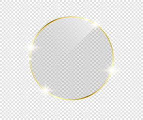 Gold shiny glowing frame with shadows isolated on transparent background. Golden luxury vintage realistic rectangle border. illustration - Vector