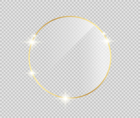 Gold shiny glowing frame with shadows isolated on transparent background. Golden luxury vintage realistic rectangle border. illustration - Vector