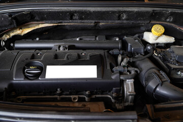 Fototapeta na wymiar Close up detail of new car engine 