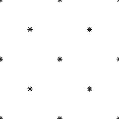 Seamless pattern with black hand drawn stars or asterisks on white background.