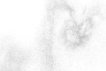 Distressed black texture. Dark grainy texture on white background. Dust overlay textured. Grain noise particles. Rusted white effect. Grunge design elements. Vector illustration, EPS 10.