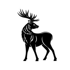 Illustration with deer icon isolated on white background.