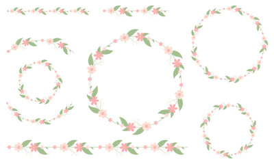 Cute floral frames and decorative elements. Vector illustration.