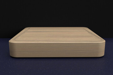 A 3d rendering of a wooden cube shape.