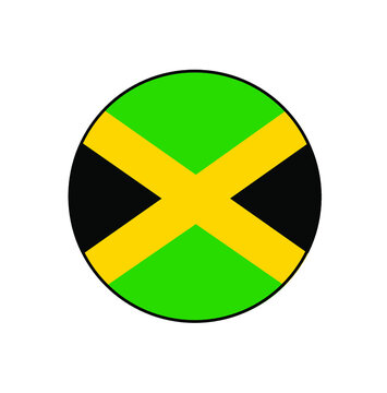 Jamaica Flag Circle Push Button Vector Icon