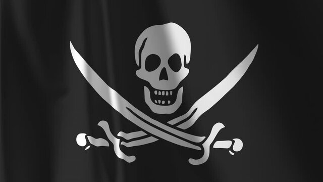 Pirate flag waving in the wind. (Jolly roger) Background. A series of "Historical Flags" (One of the projects)