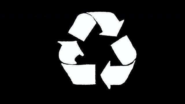 animated recycle logo in whiteboard style, ideal for representing green economy and recycling concepts
