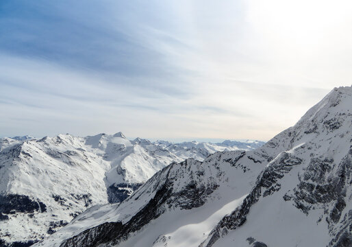 Snow covered mountains in winter