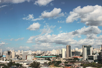Fototapeta premium Cityscape with blue sky on a sunny day
