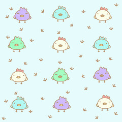 Cute pattern with birds on a blue background.
