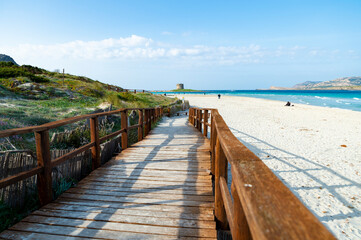 Fototapeta premium A wooden pier next to a body of water