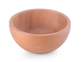 empty wood bowl on white background.