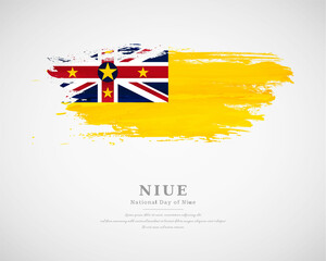 Happy national day of Niue with artistic watercolor country flag background