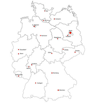 Deutschland Karte mit allen Bundesl&auml;ndern