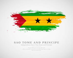 Happy independence day of Sao Tome and Principe with artistic watercolor country flag background