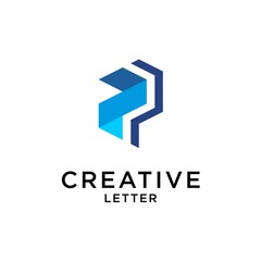 Geometric Initial PP Logo Design for Technology Business with Abstract Concept