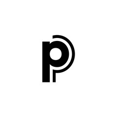 simple line letter P, PP logo design vector