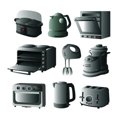 house appliances vector isolated. household drawn realistic. vector realistic household icons. interior elements realistic vector. home interior elements drawn set isolated. vector interior realistic