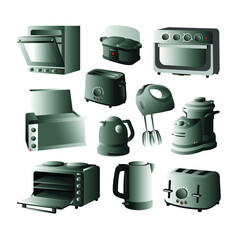 house appliances vector isolated. household drawn realistic. vector realistic household icons. interior elements realistic vector. home interior elements drawn set isolated. vector interior realistic