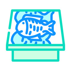 showcase with fish color icon vector. showcase with fish sign. isolated symbol illustration